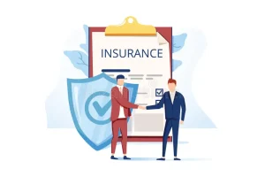 flat-metaphor-poster-presenting-insurance-services-cartoon-male-customer-agent-shaking-hands-over-huge-contract-safe-agreement-161471456